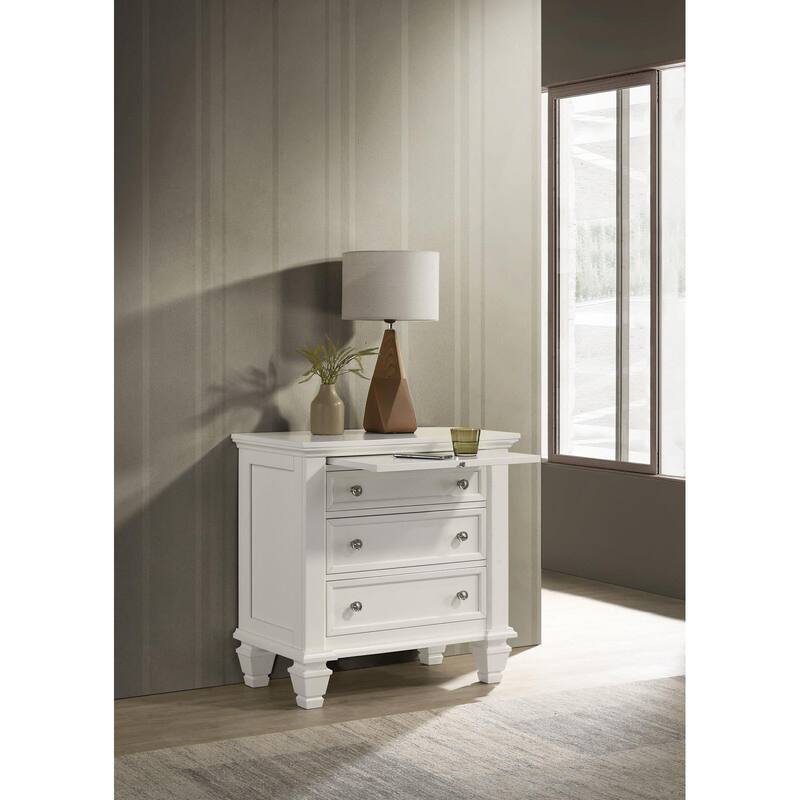 Cream White 3-drawer Nightstand with Pull Out Tray，Suitable for bedrooms,living rooms,apartments - Cream White - 3-drawer