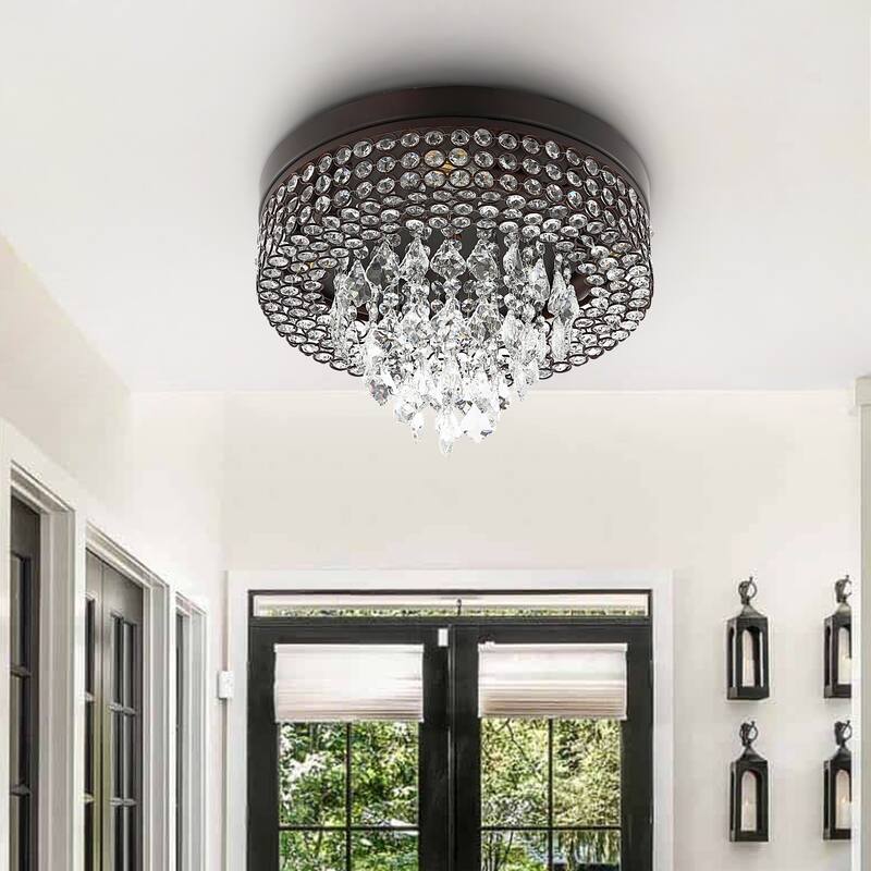 GetLedel 4-Light Tiered Crystal Flush Mount