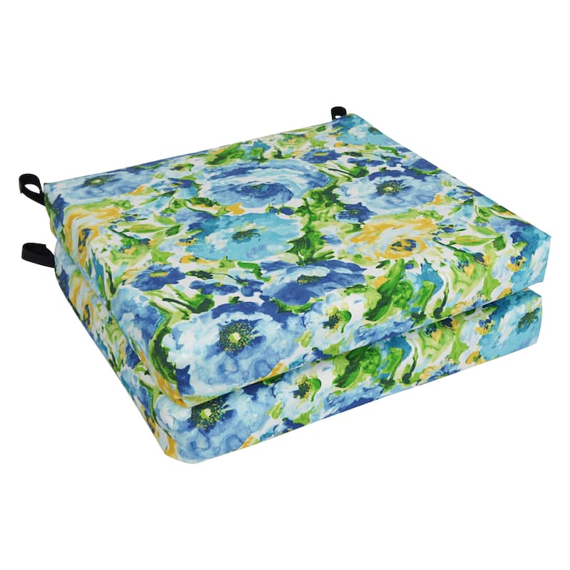 20-inch by 19-inch Indoor/Outdoor Chair Cushions (Set of 2) - 20 x 19 - Lesandra Sunblue