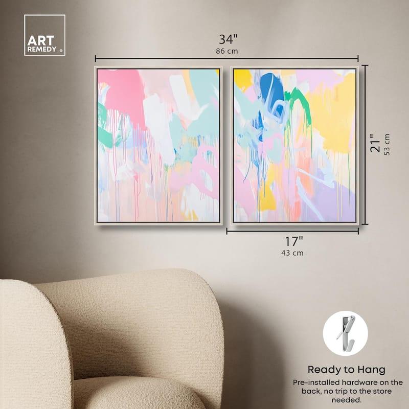 Joyful Drips Canvas Set of 2 by Art Remedy