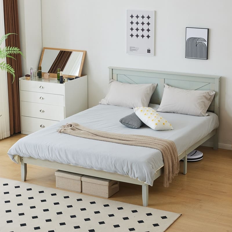 Wooden beds without footboards - Grey - Queen