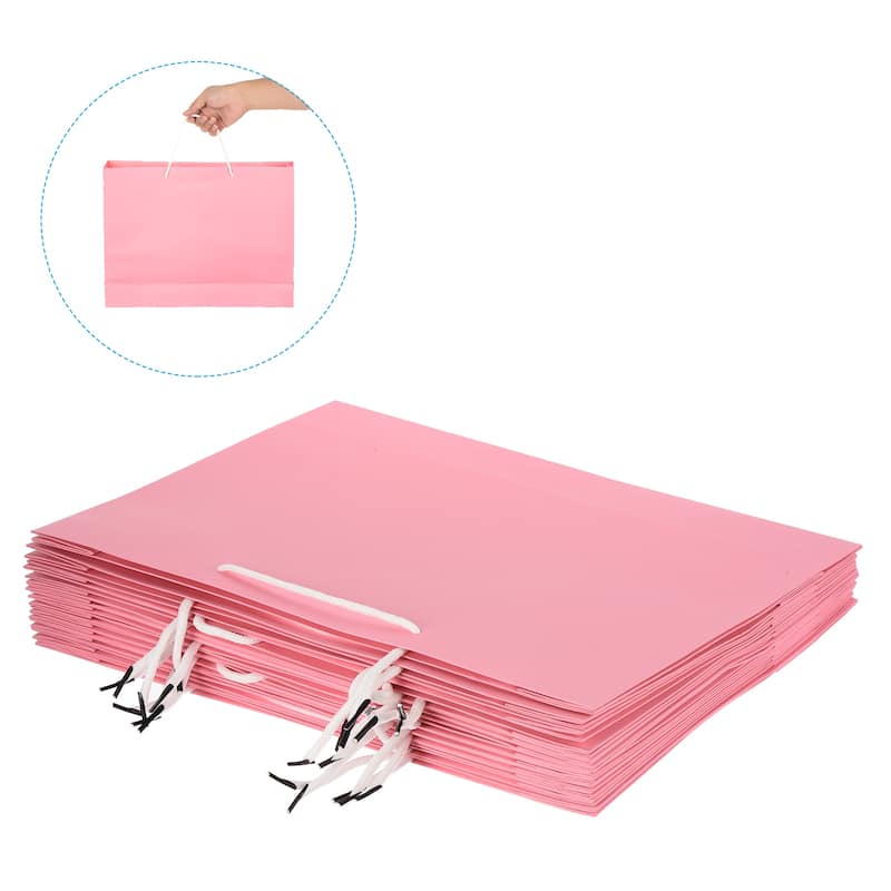12 Set Favor Gift Bags Goodie Tote with Pink Tissue Paper Pink