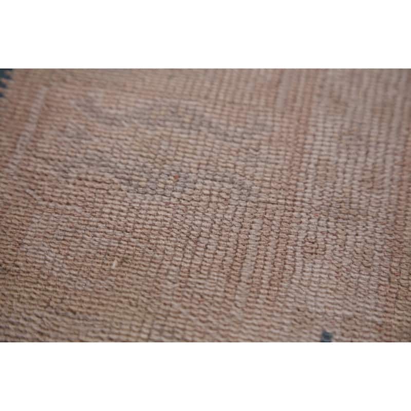 Hand Knotted Oriental 100% Wool Carpet Transitional Geometric Peach Oushak Runner Rug - 13' 8'' X 2' 4''