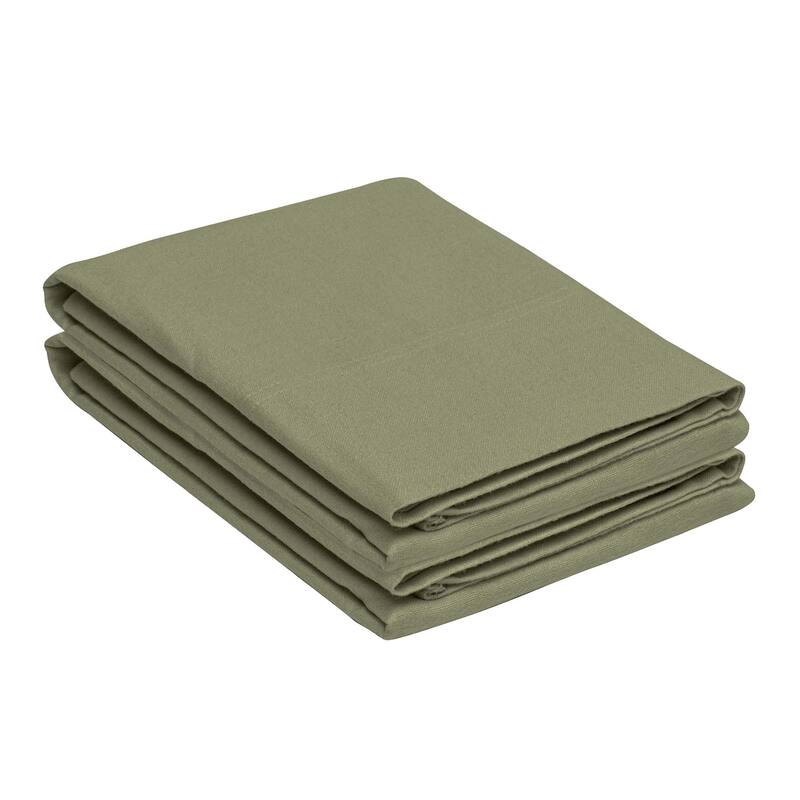 Superior Solid Flannel Cotton Fuzzy Pillowcases, Set of 2
