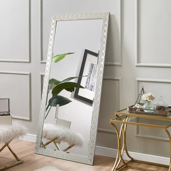 Penelope Contemporary Floor Mirror with Stripped Frame Full Length