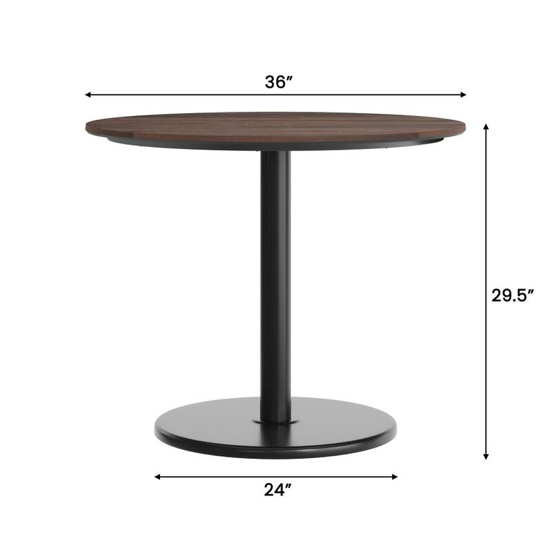 Commercial HPL Tabletop with Table Height Round Base - 36"W x 36"D x 29.5"H