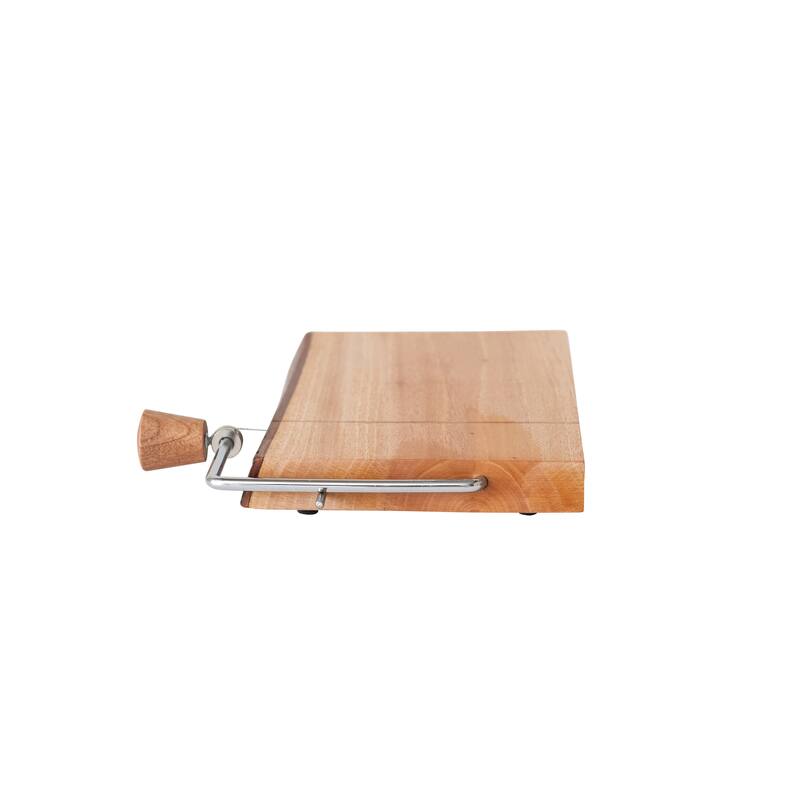 Wood and Metal Cheese Slicer with Bark Edge - 10.6"L x 8.3"W x 1.4"H