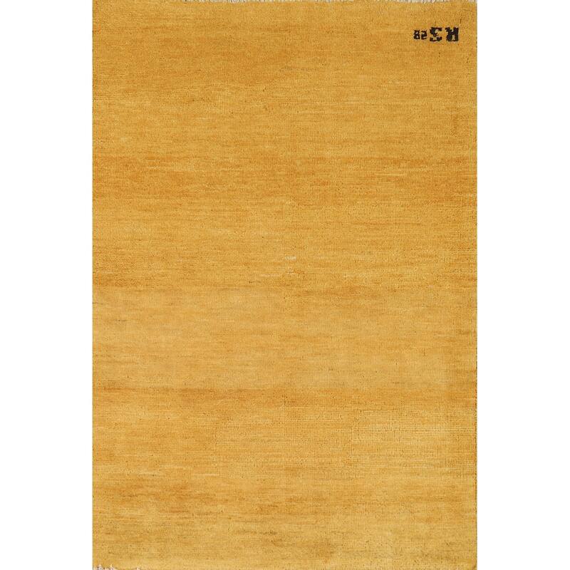 Yellow Gabbeh Modern Accent Rug Handmade Wool Carpet - 2'8" x 3'11"