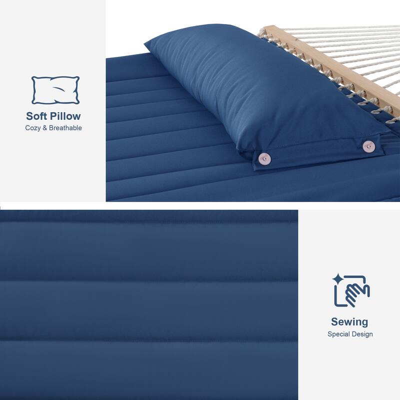 Double Spreader Bar Hammock With 13.5 ft. Wooden Stand - 162*55.1*48.8