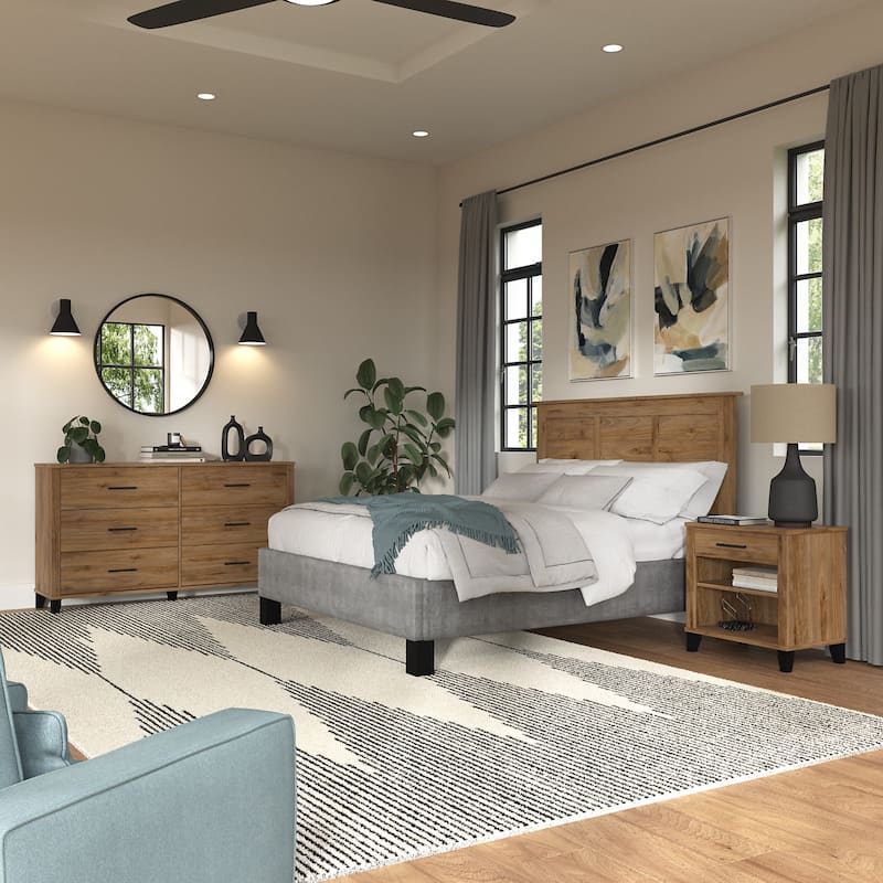 Somerset Ash Grey Headboard, Dresser and Nightstand Bedroom Set
