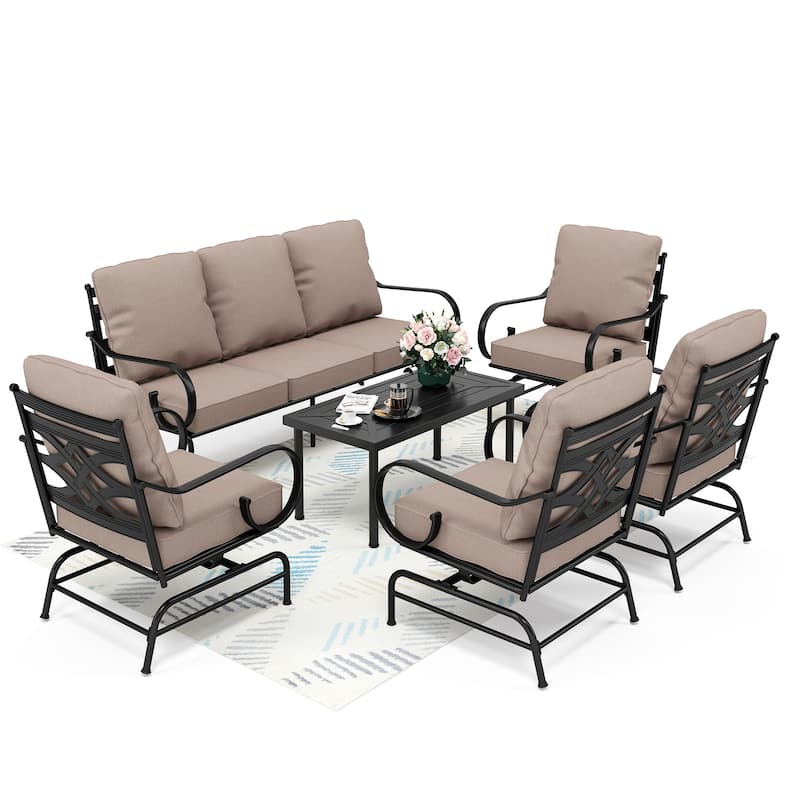MAISON ARTS 5/7-Seat Patio Conversation Set with 3-Seat Sofa, 2/4 Single Chairs, 2-Seat Sofa and 1 Coffee Table