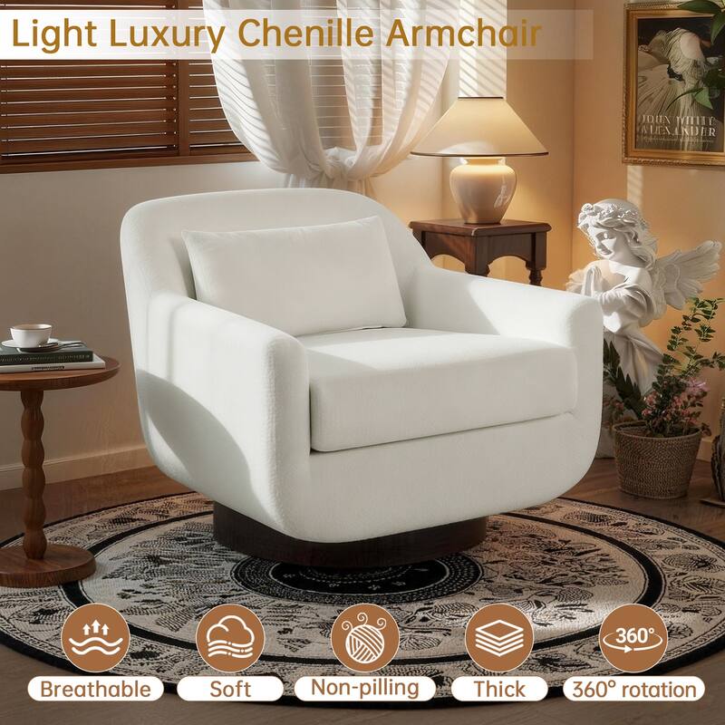 Modern Chenille 360-Degree Swivel Chair Accent Chair