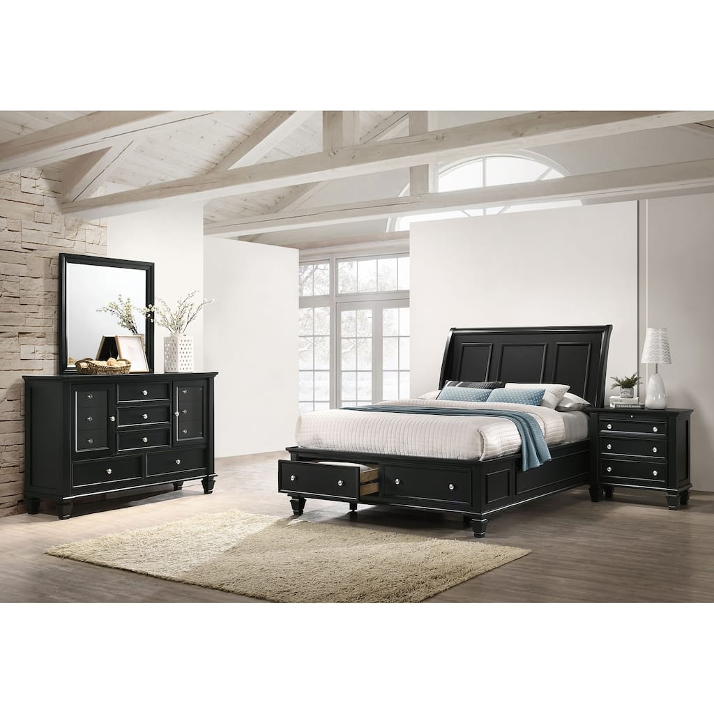 Sandy Beach Storage Bed 4-Piece Bedroom Set with Sleigh Headboard