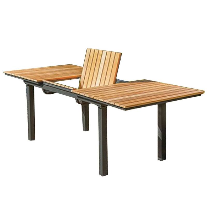 Ankia 62-84 Inch Outdoor Extendable Dining Table, Aluminium Brown