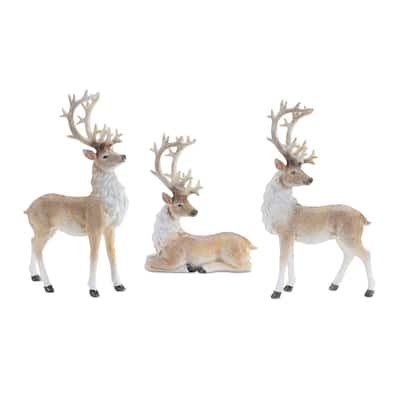 Glittered Holiday Deer Figurine (Set of 3)
