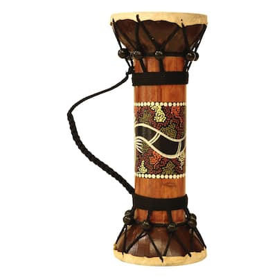 Exotic Wooden Hand Carved Double Sided Drum Djembe Home Decor Gift Wood Decoration Handcrafted Accent Decorative