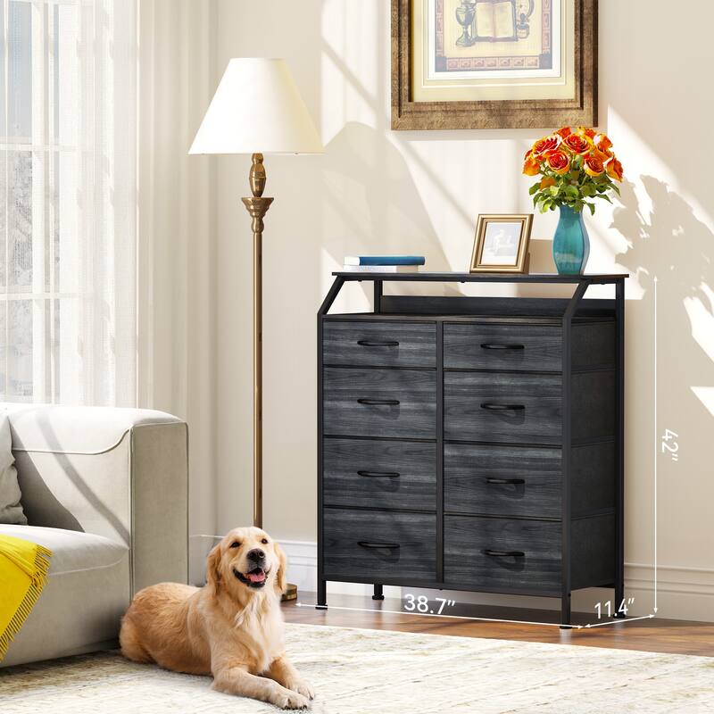 Modern Wide Dresser Storage Tower with 8 Drawers