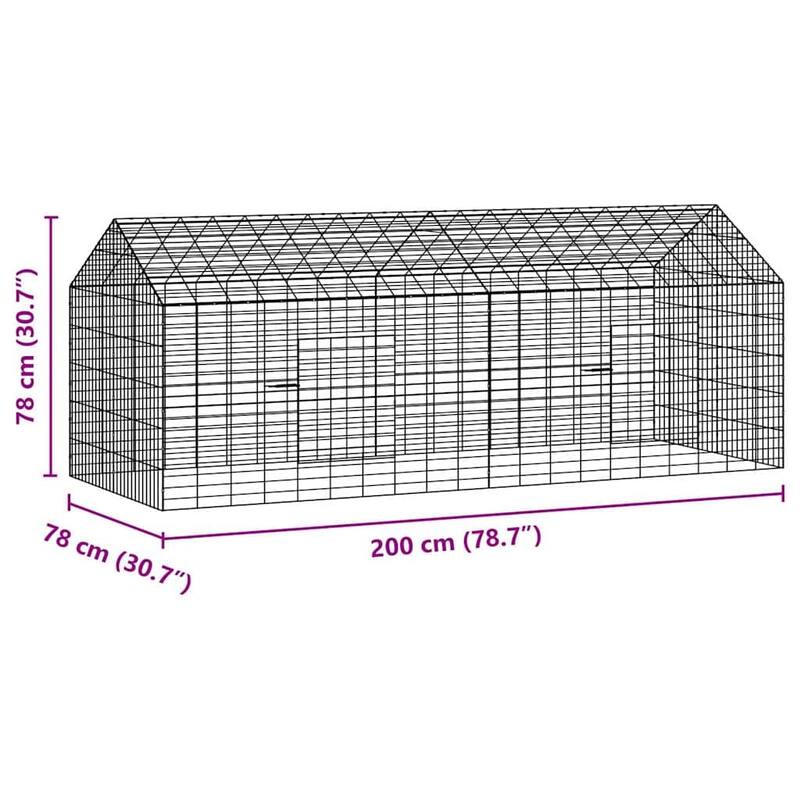 vidaXL Rabbit Cage Silver 400 x 78 x 78 cm Galvanised Steel