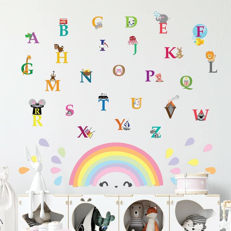 Walplus Colorful Rainbow Alphabet Kids Wall Stickers Nursery Décor Decal