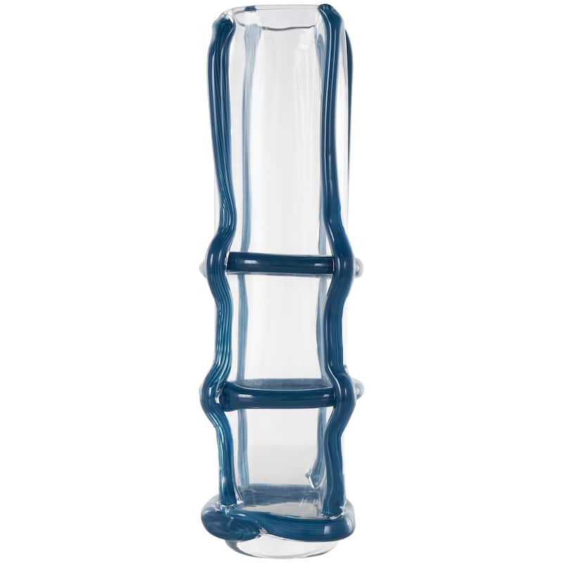 Black or Blue Recycled Glass Handmade Tall Vase with Black or Blue Glass Framing