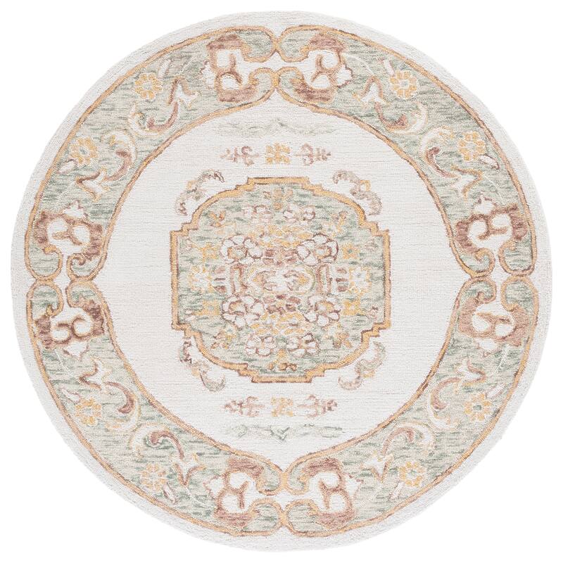 SAFAVIEH Handmade Aspen Ratna Boho Wool Rug - 6' Round - Ivory/Light Grey