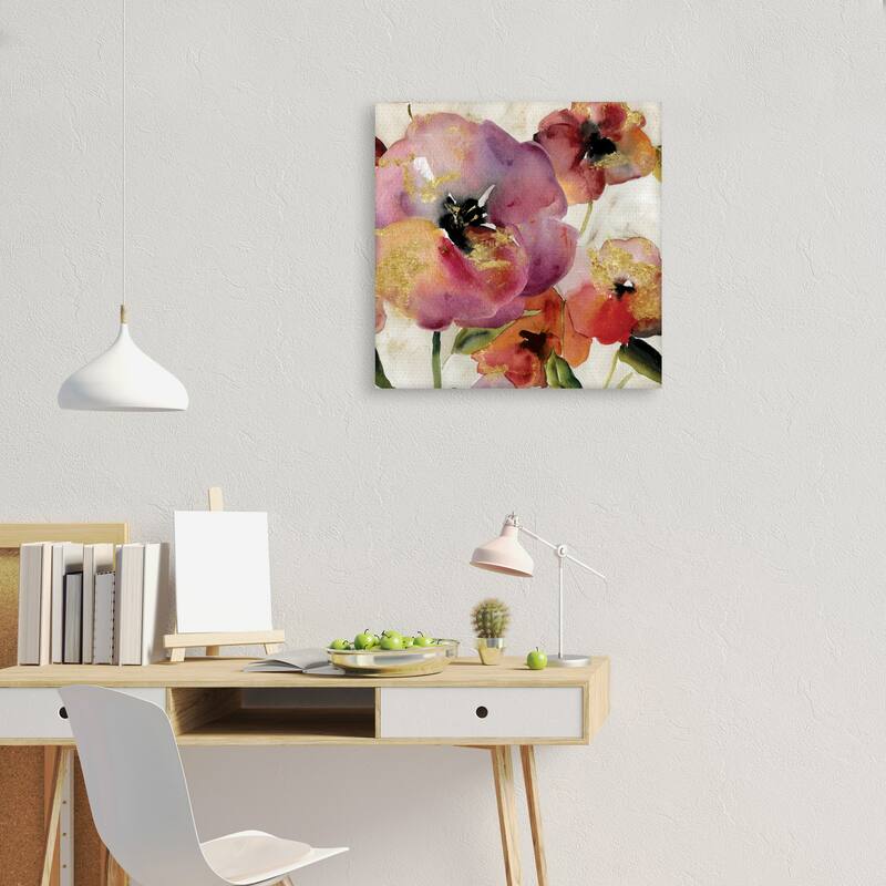Gold Poppy Punch I Square by Carol Robinson Canvas Art Print