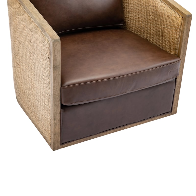 Brown 30.12" 360° Swivel Barrel Chair
