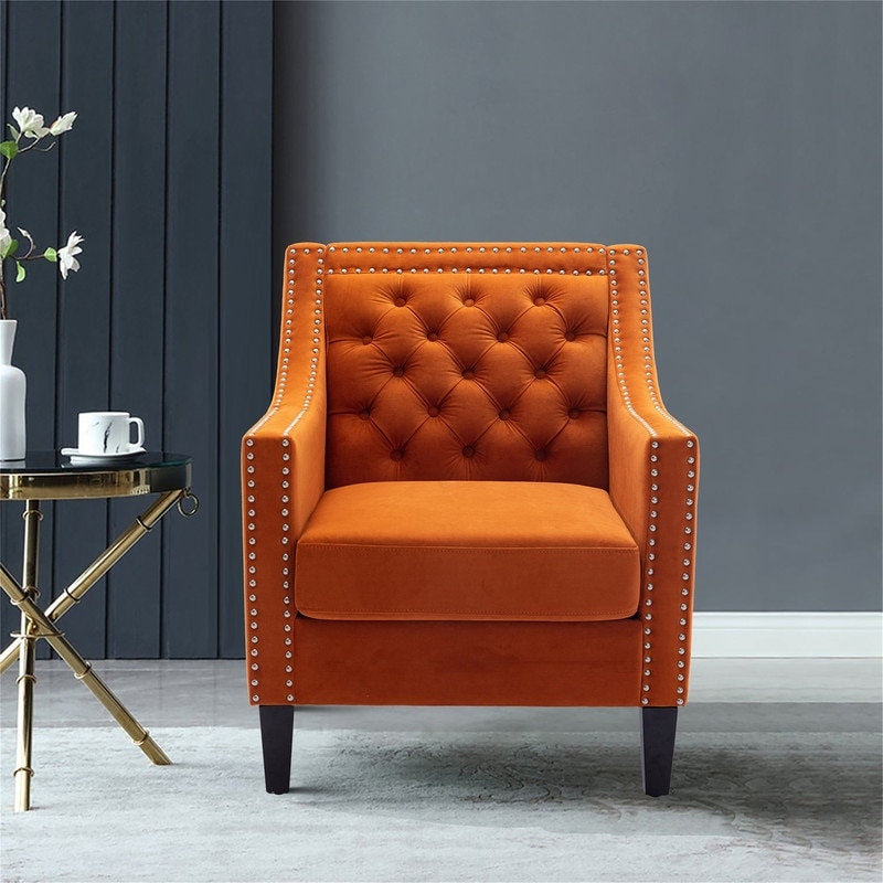 Nouvelle Modern Orange Leather Donut Accent Chair