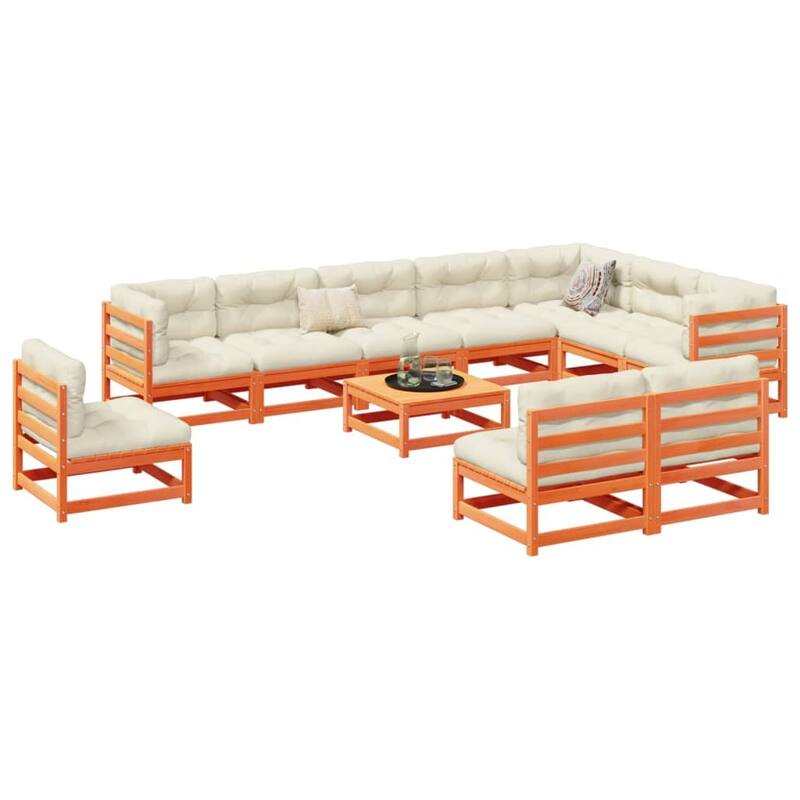 vidaXL Garden Sofa Set Wood Solid Pine Wood Large Modular - 27.6 x 27.6 x 26.4 in.