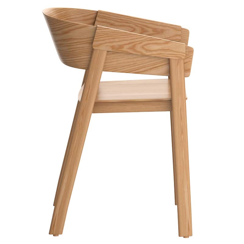 Mid-Century Modern Solid Wood & Oak Veneer Dining Chair, Set of 2