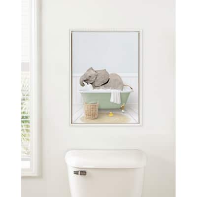 Sylvie Beaded Baby Elephant Side Cottage Bath Canvas by Amy Peterson