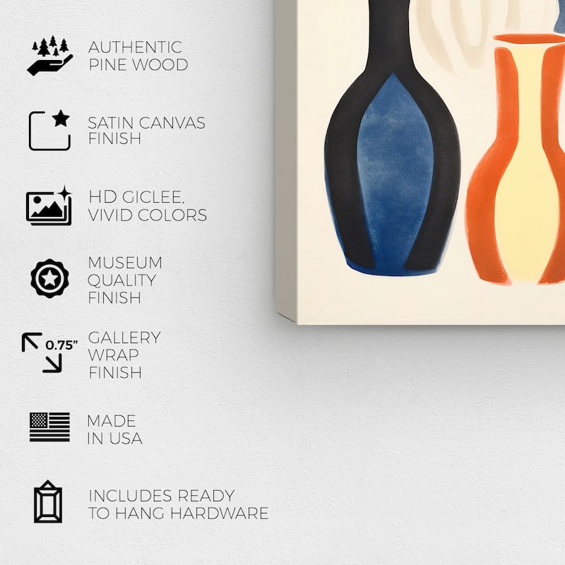 Wynwood Studio Canvas Abstract Abstract Vases Blue and Dark Yellow Modern & Contemporary Wall Art Canvas Print