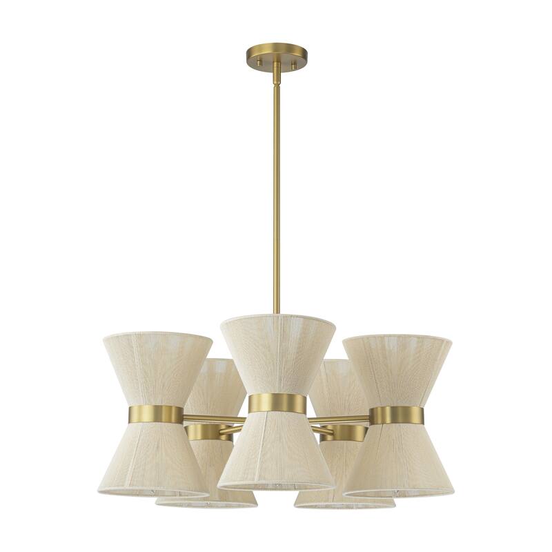 Halia 10 - Light Hand-woven Ivory Rope Hourglass Chandelier - 26 in. W x 86.6 in. H