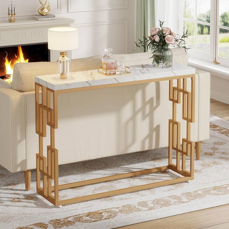 Gold Console Table, Modern 42.5" Sofa Tables Entryway Hallway Table