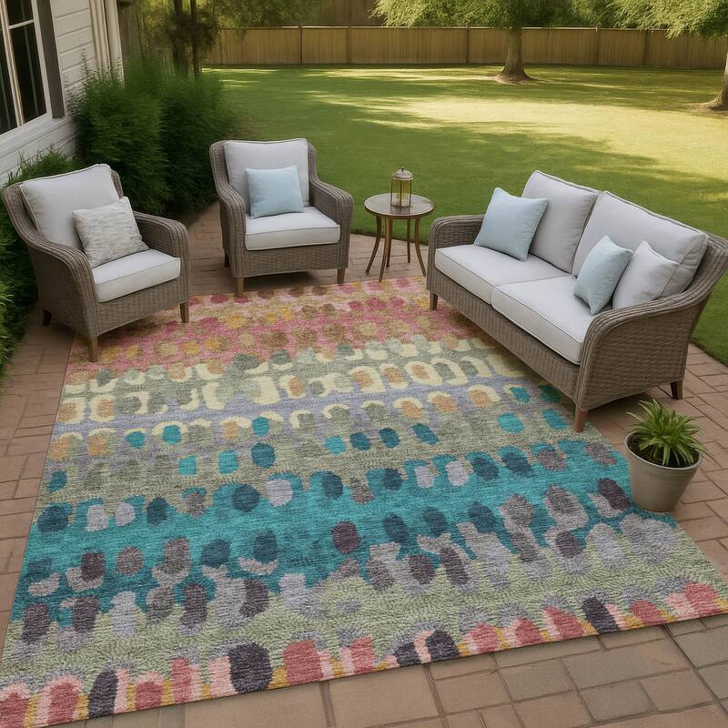 Machine Washable Indoor/ Outdoor Modern Trezze Chantille Rug - Blush - 5' x 7'6"
