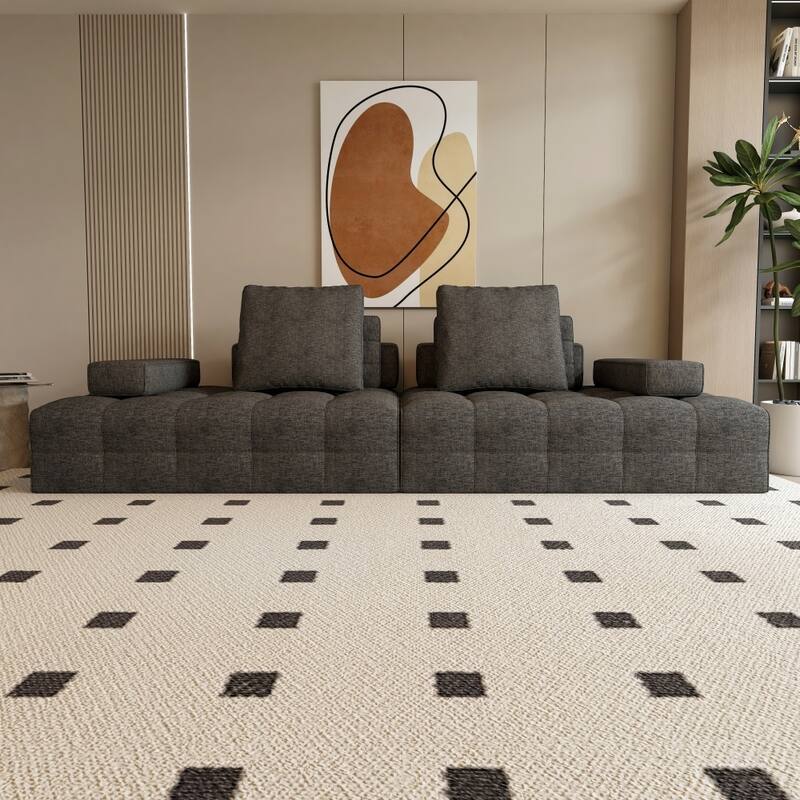111" Modern Loveseat Sofa with Extra Deep Seats and Comfy Armrests - Symmetrical