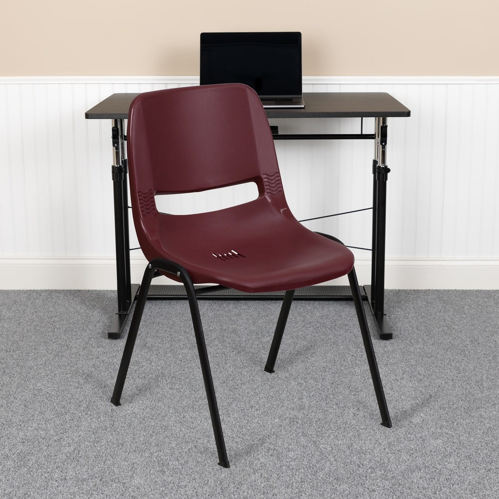 5 Pack 880 lb. Capacity Ergonomic Shell Stack Chair with Metal Frame - 23.5"D x 19.25"W x 32"H