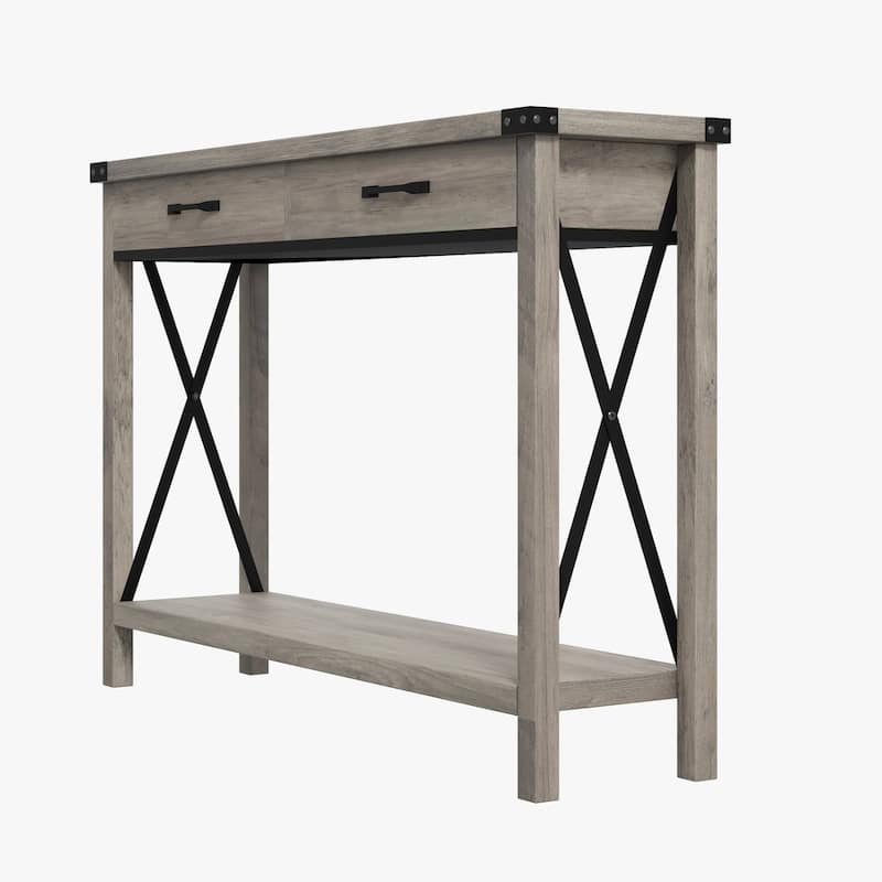 Narrow Sofa Table with 2 Drawers for Entryway