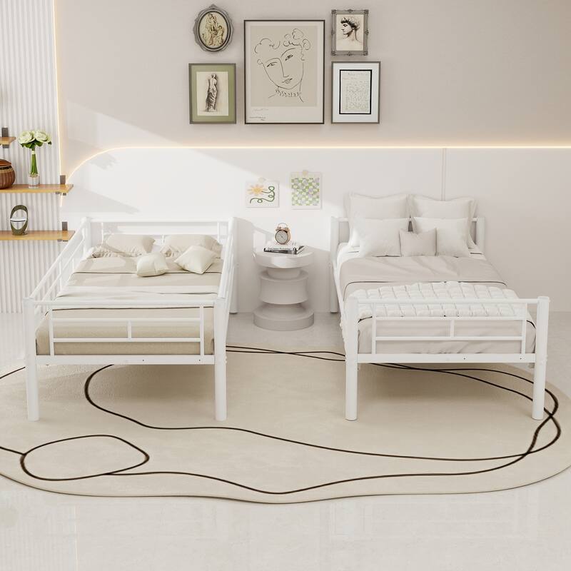 GDFStudio - Twin Over Twin Metal Convertible Bunk Bed Frame