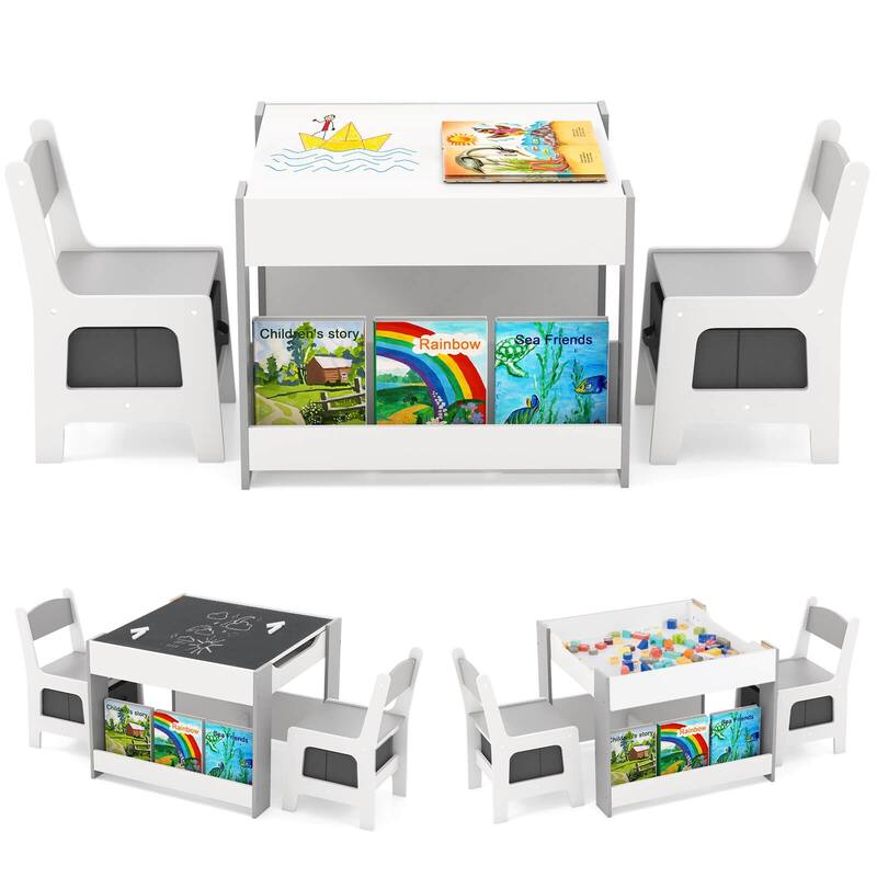 Costway 4-in-1 Kids Table & Chair Set Toddler Wooden Activity Table - See Details