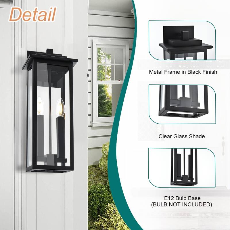 Outdoor Light Fixutre Farmhouse Wall Lantern Sconce with Clear Glass