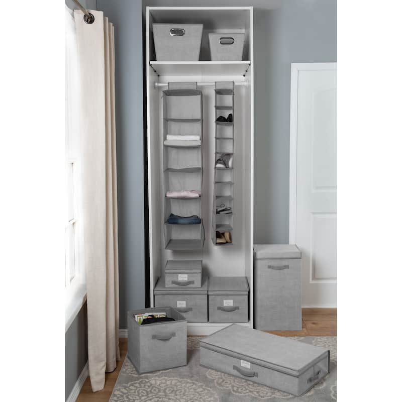 Simplify 10 Shelf Shoe Organizer in Heather Grey - 6"x 12"x 47"