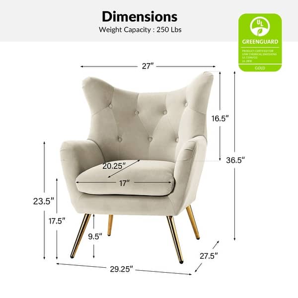 dimension image slide 0 of 16, Eusebio Modern Velvet Accent Chair with Tufted Wingback for Living Room Set of 2 by HULALA HOME
