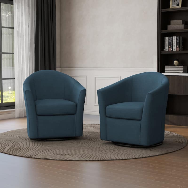 Linen Armchair Swivel Barrel Accent Chairs for Living Room