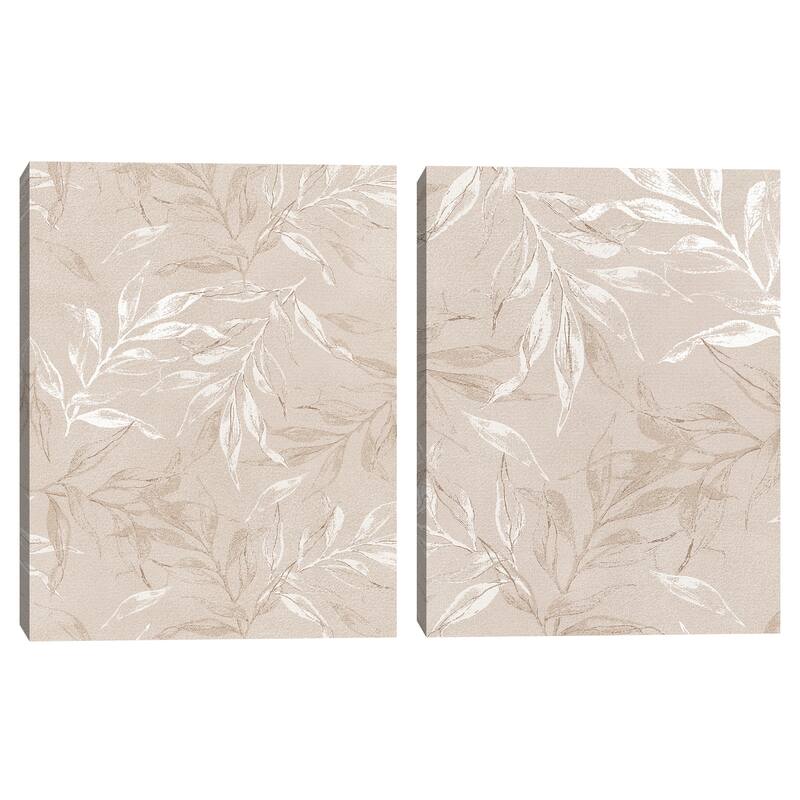 White Leaves 1, White Leaves 2 by Design Fabrikken Canvas Art Prints