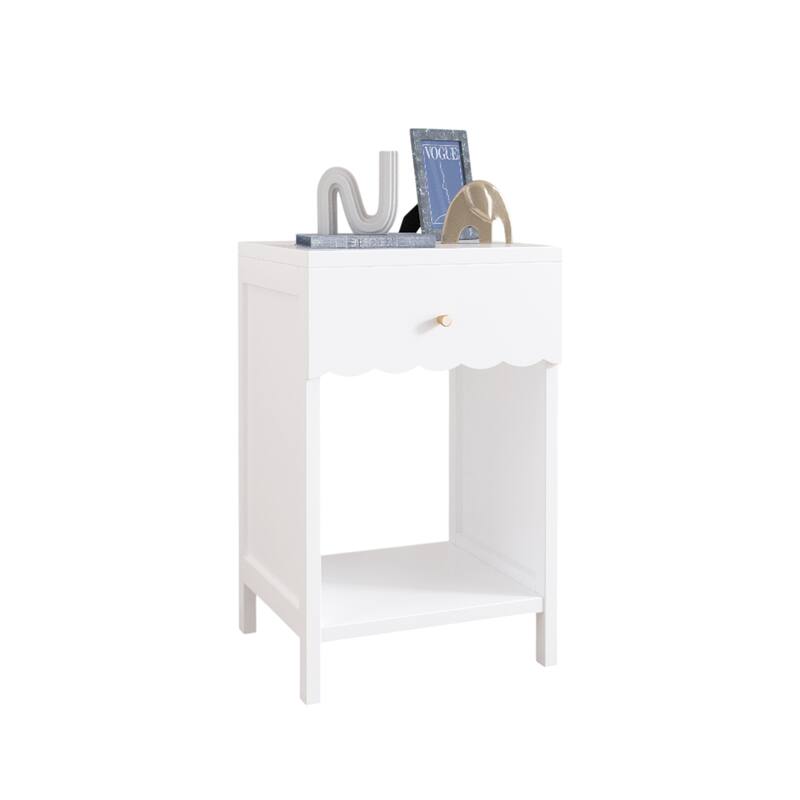 Modern Nightstand with Drawer and Open Shelf