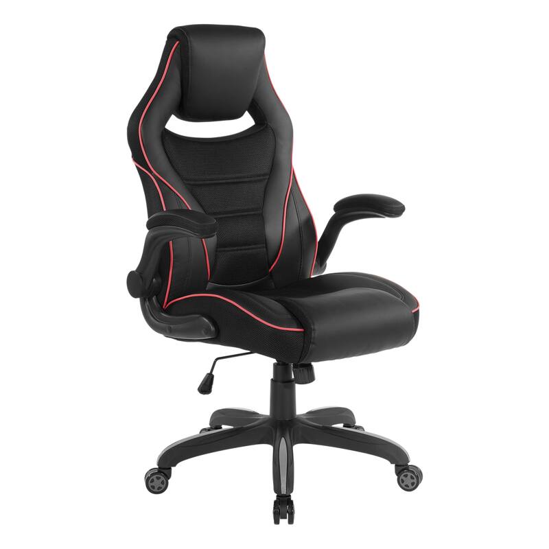 Xeno Gaming Chair in Faux Leather with Color Accents - Red
