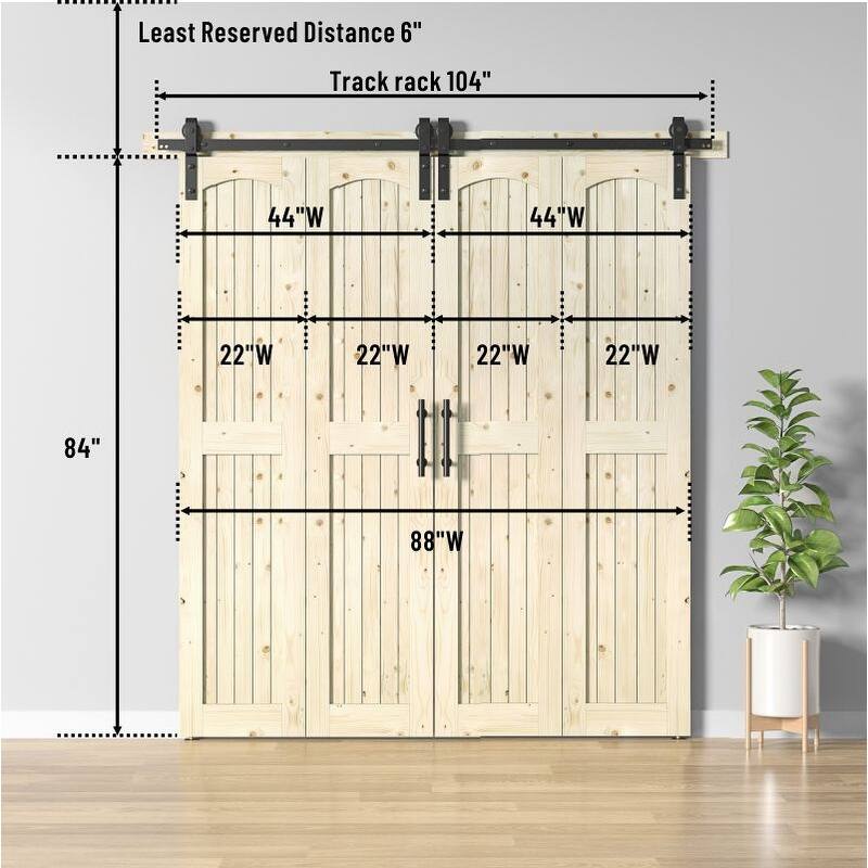Coast Sequoia Arch Top 30in./36in./48in./60in./72in./96in. x 84in. Knotty Pine Wood Unfinished Bi-Fold Door With Hardware Kit