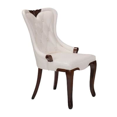 Brown/Cream Faux Leather Upholstered Wood Frame Dining Chair, Set of 2, Sturdy Dining Chair for Dining Rooms - 19