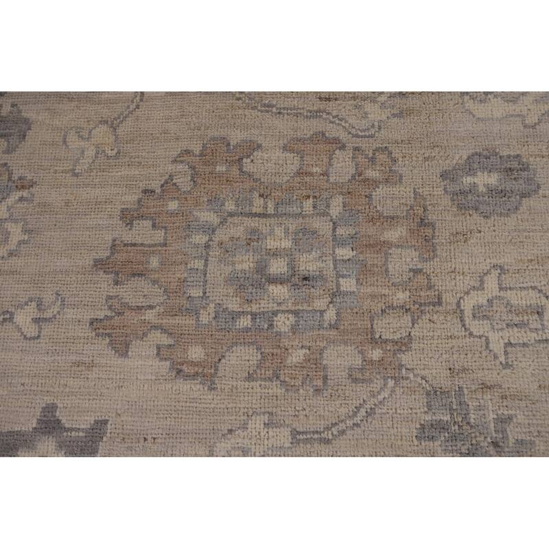 Floral Beige Oushak Turkish Area Rug Hand-Knotted Wool Carpet - 7'8"x 9'7"